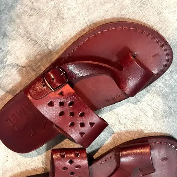 Camel Red Leather Sandals Size 7-7.5 - Picture 2 of 4